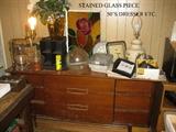 STAINED GLASS PIECE, RETRO DRESSER