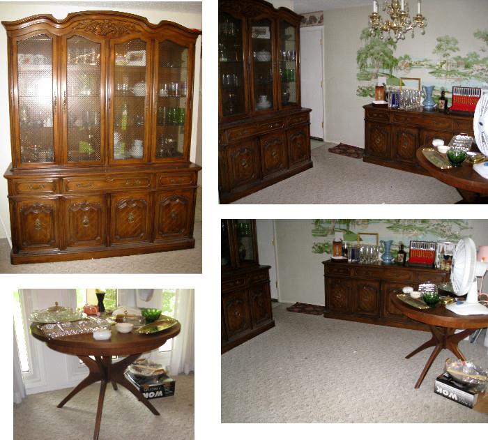 Thomasville Dining room cabinet, table, buffet