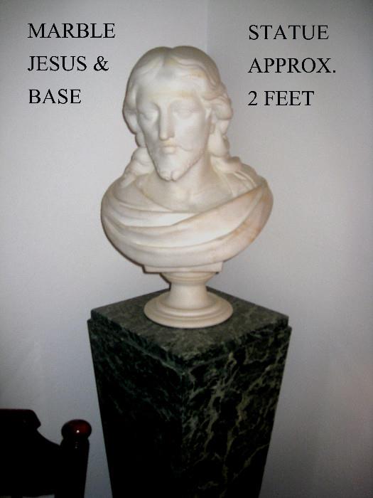 Marble Jesus 2 ' statue and base