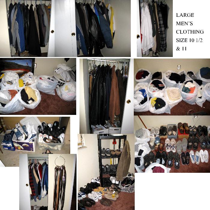 Large men's clothing and mens shoes sizes 10 1/2 and 11.