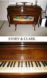 STORY & CLARK QUEEN ANNE LEGGED PIANO AND BENCH