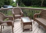 All-weather Wicker set,  2 chairs, loveseat and coffee table

