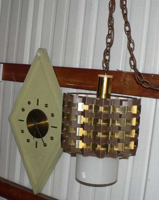 Mid-Century Modern clock and chandelier