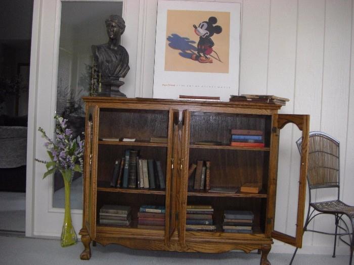 Oak Book Shelf, Vintage Books & "Mickey"