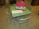 Card Table & 4 chairs. A very nice vintage Mahjong game set with extra pieces.
