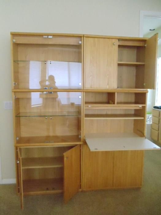 Modern Danish bookcase/cabinet/desk.  Each unit is 33" wide