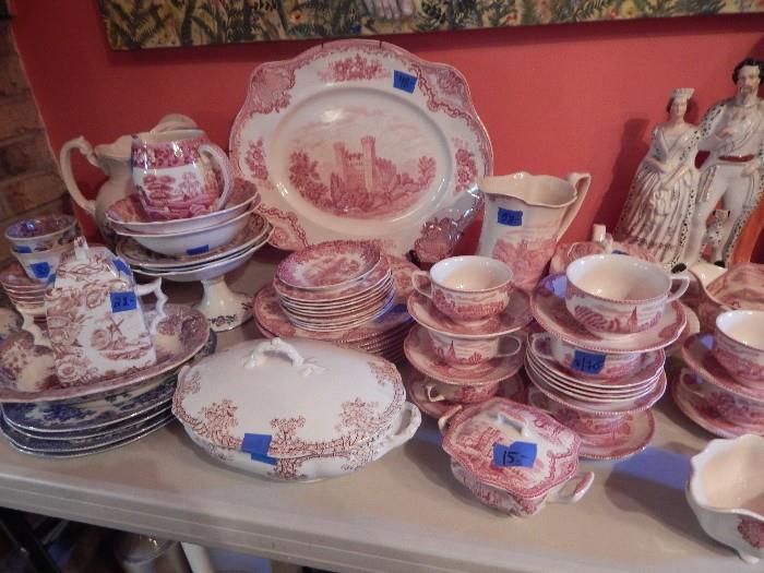 Several pieces of Staffordshire Johnson Brothers Castles collection of dinnerware and serving pieces.