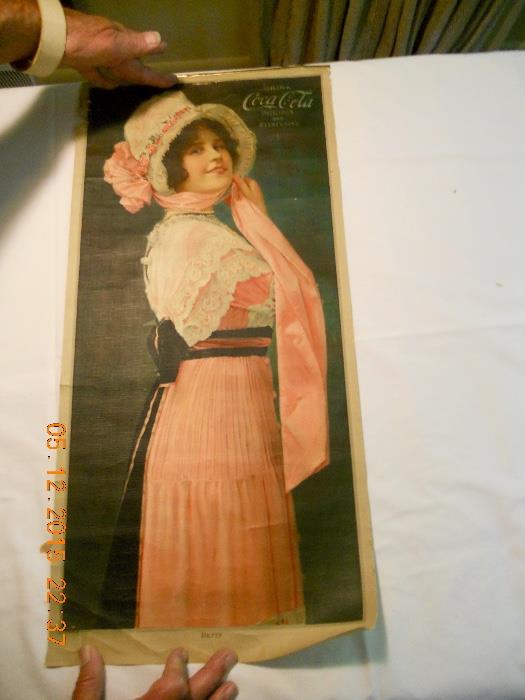 coke poster "Betty"  1907            PLEASE NOTE THAT PICTURES 1-49 ARE LOCATED IN THE HOUSE ON THE MAIN FLOOR.                                                         