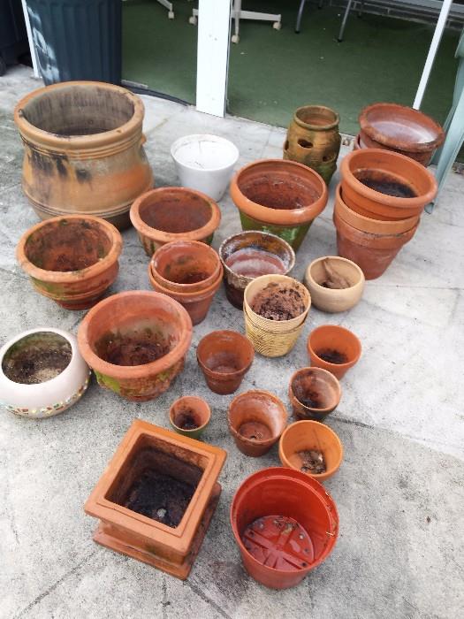 Lots of clay planter pots