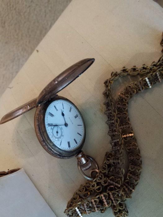 Vintage fob pocket watch with chain
