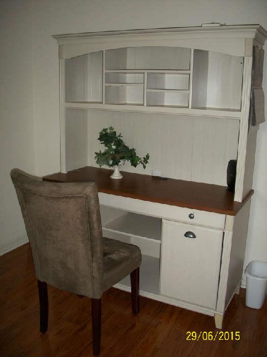 Hutch style computer desk, suede chair
