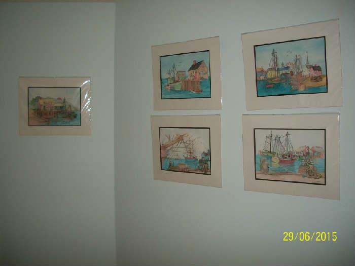 5 watercolor paintings