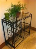 Wrought iron & glass wine stand