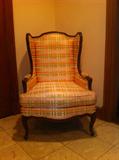 One of a pair/silk tangerine plaid fabric