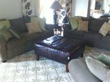 Brown leather ottoman/coffee table