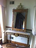 Antique French console & mirror