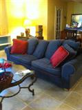 Denim Three-Cushion Sofa