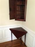 Hankerchief table and corner wall cabinet