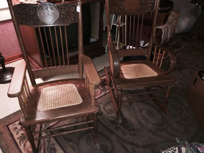 These beautiful vintage chairs have hand woven cane seats which are both in excellent condition.