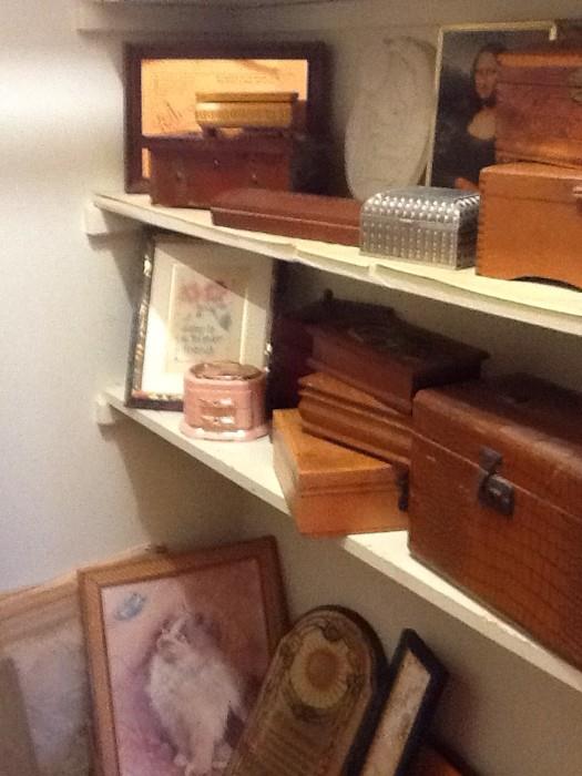 Lots of Wooden boxes and jewelry boxes