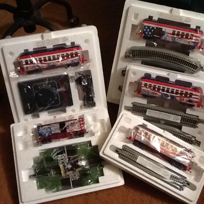 Hawthorne Village Patriotic train set.  There are 10 trains in the collection.