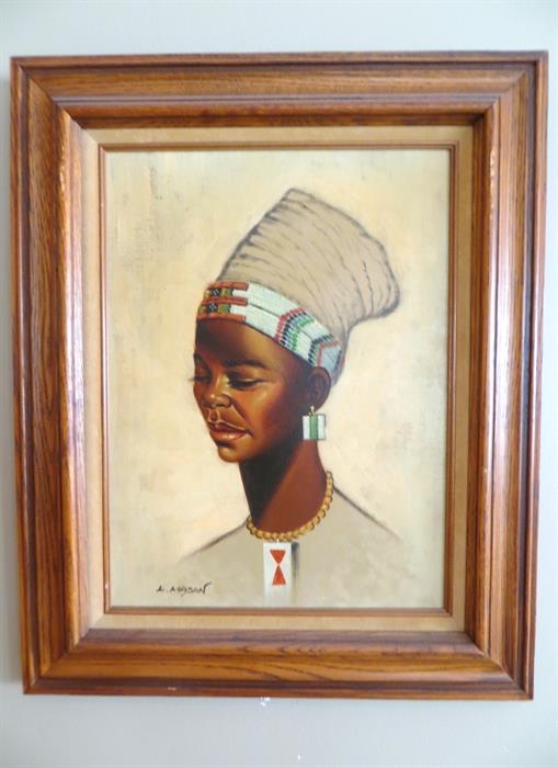 African tribal woman oil painting