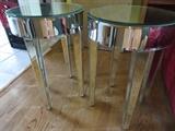 ROUND MIRRORED SIDE ACCENT END TABLE
(PAIR)  