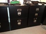SET OF BLACK POTTERY BARN FILE CABINETS AND LONG BLACK DESK TOP