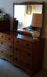 maple dresser and mirror