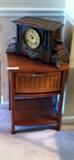 antique clock and modern table