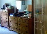 maple dresser with mirror, chest of drawers, miscellaneous