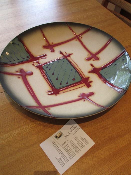 Large art stoneware platter by Michael Cho