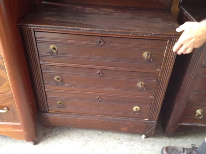 antique three drawer dresser or cabinet