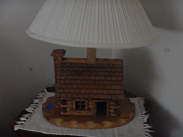 log cabin lamp