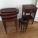 Nesting tables, tray, end table. Space savers.