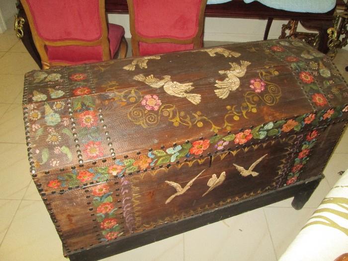 Mexican hand-painted wedding chest