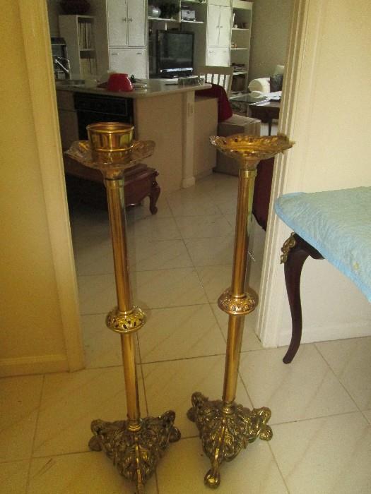 pair brass candle holders