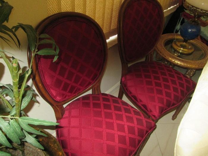 close-up of dining chairs