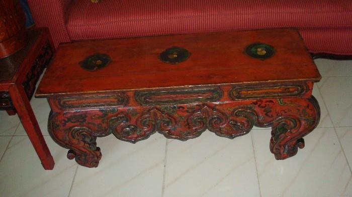very rare Tibetan altar table 18" high 42" wide 15" deep