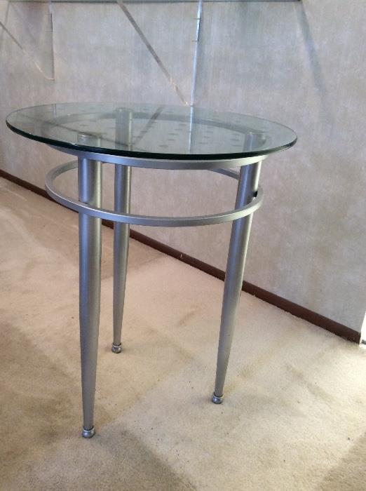 Glass and chrome end table