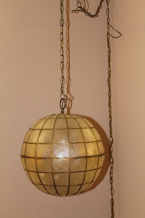 Vintage mid century globe pendant shell lamp chandelier. A true treasure!