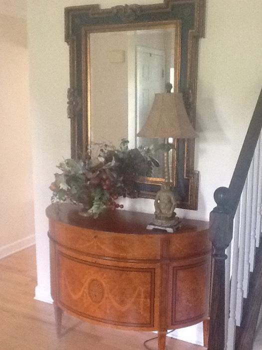 Entry table, lamp (pair), Dodge Estate reproduction mirror.