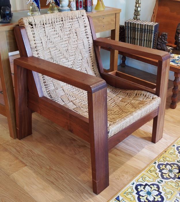 Guatemalan Custom Designed Mahogany and Sisal Rope Chair ca.1949 - 1,200.00