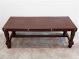 Peruvian Colonial Mahogany and Leather Bench ca. 1950 - 390.00