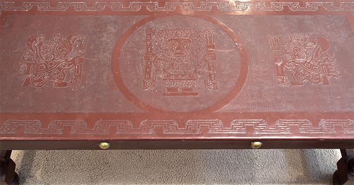 Peruvian Colonial Mahogany and Leather Bench ca. 1950 - 390.00