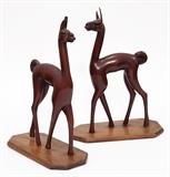 Carved Wood Llamas - 45.00