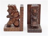 Carved Wood Book Ends