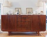 Italian Mid Century Modern Buffet ca. 1950's Walnut Veneer - 91.5" x 45.5" x 21.5" - 3,900.00