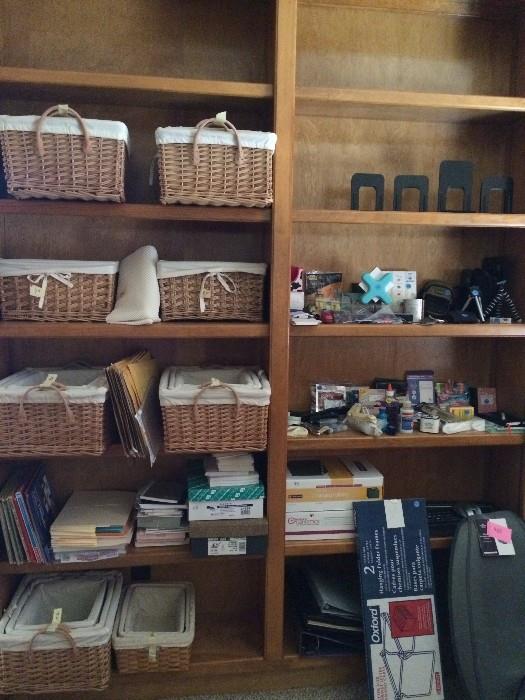 Storage baskets, office supplies