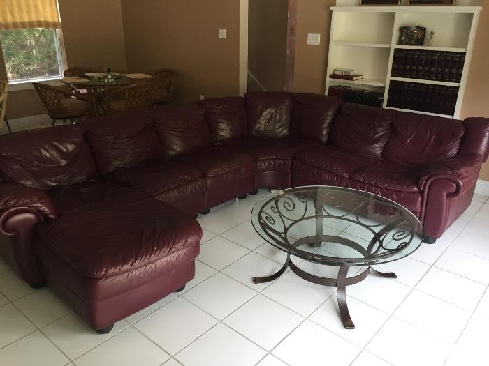 Nice curved leather sectional sofa...
